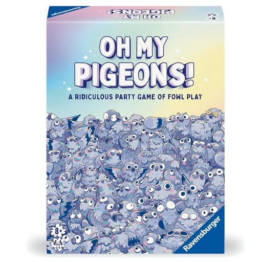 Board game box titled 'Oh My Pigeons!' by Ravensburger on a white background