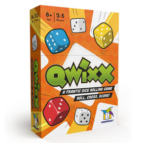 Owixx dice rolling game box with colorful dice graphics on a white background