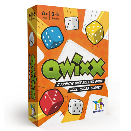 Owixx dice rolling game box with colorful dice graphics on a white background