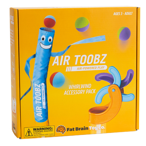 Box of Air Toobz Whirlwind accessory pack with colorful characters on a yellow background