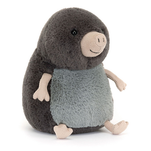 Stuffed toy mole on a white background with 'New Arrival' label above.