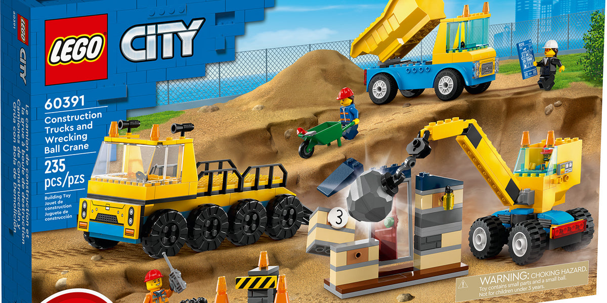 Lego City Construction Trucks And Wrecking Ball Crane Building Toy