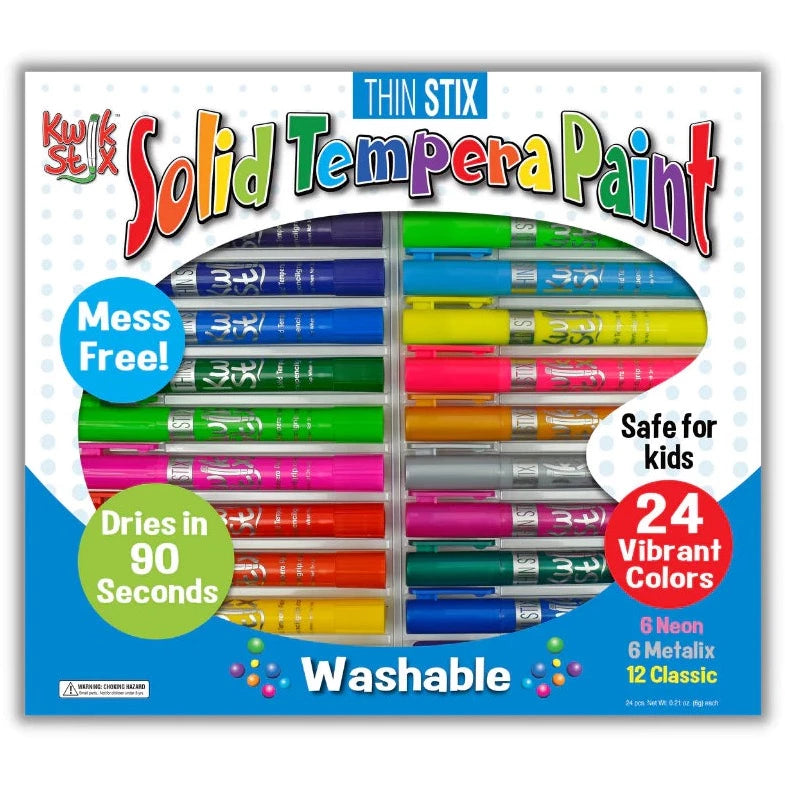 Pencil Grip Kwik Stix Solid Tempera Paints, Thin Size, Metallic Colors, Set  of 6
