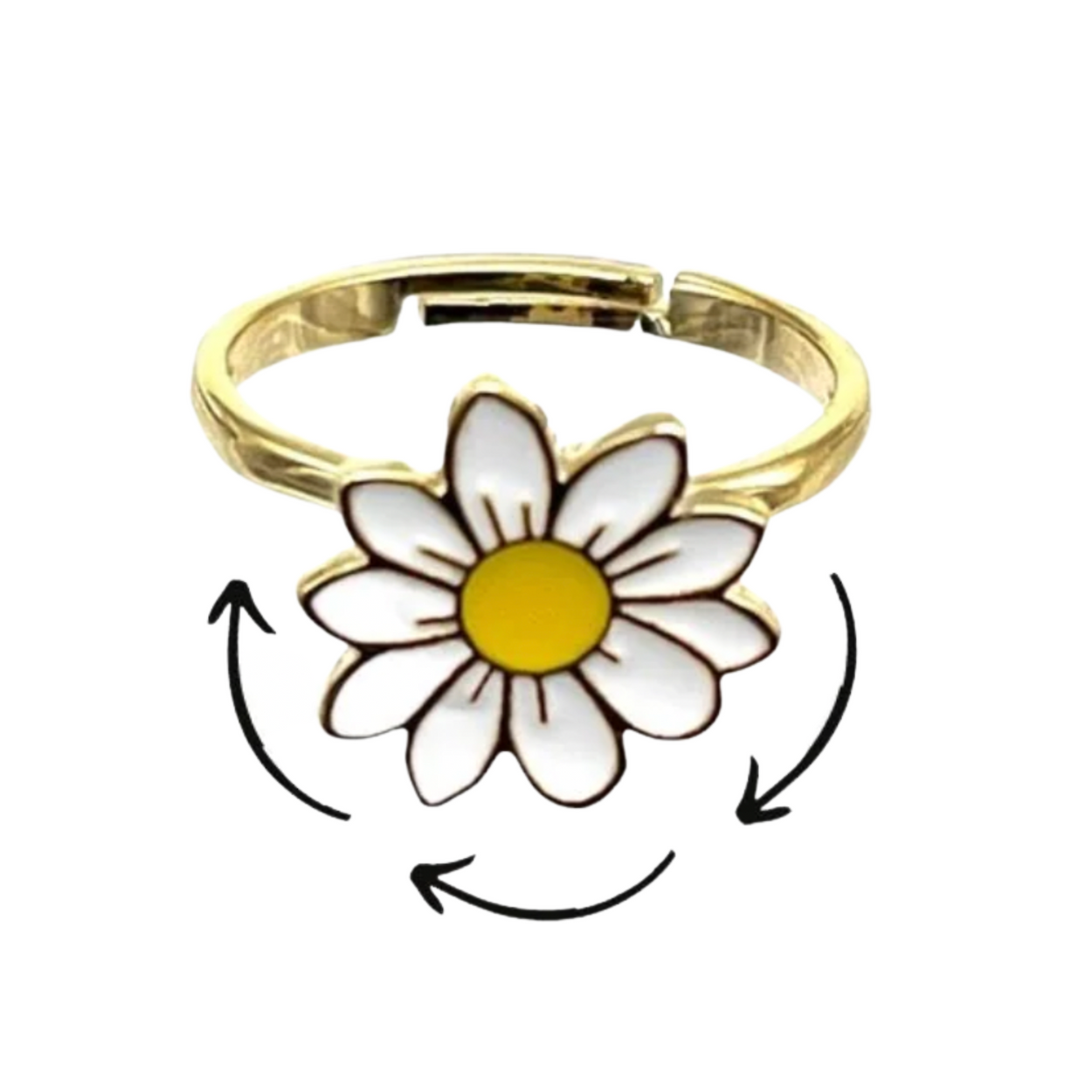 White Smiley Flower Ring